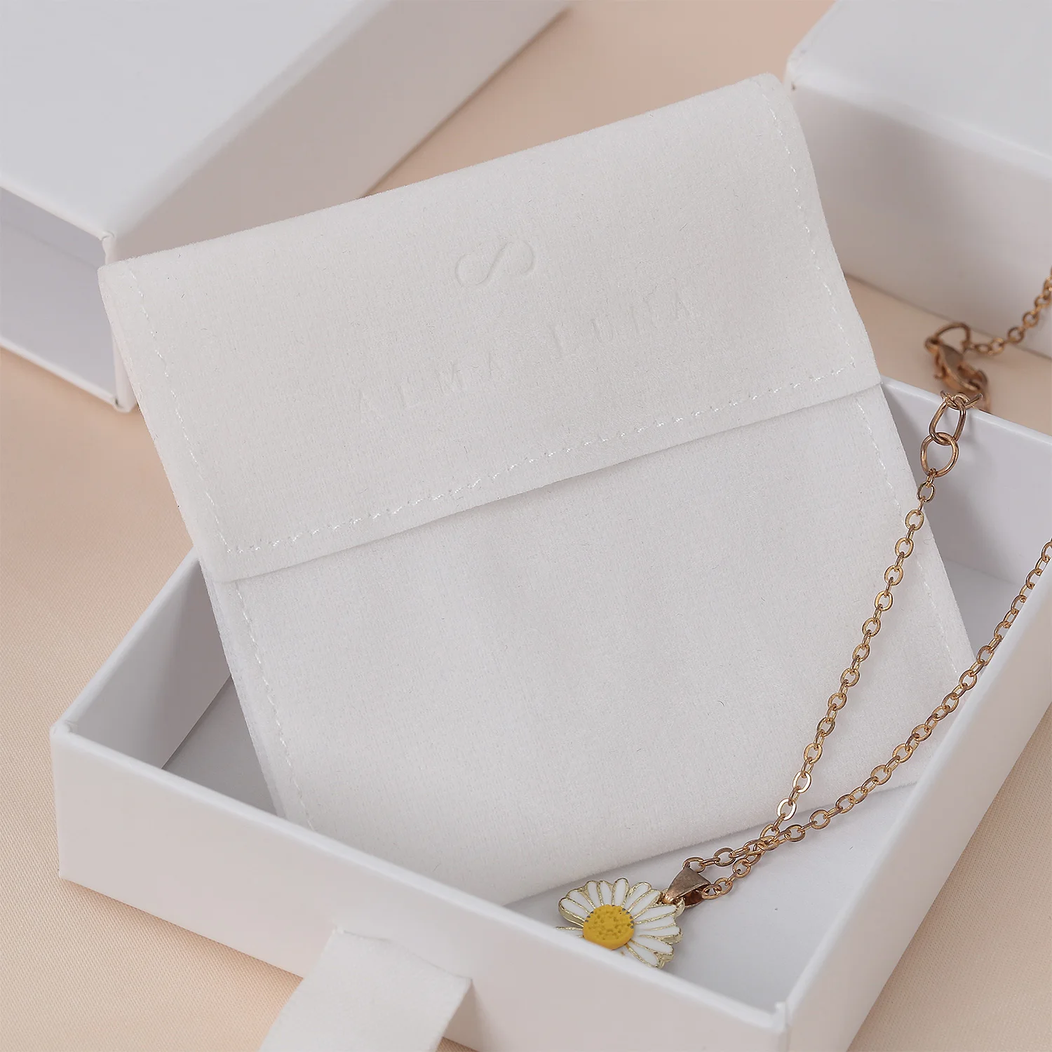 Wholesale Custom Logo Eco-friendly Paper White Necklace Jewelry Drawer Pull Out Box For Jewelry