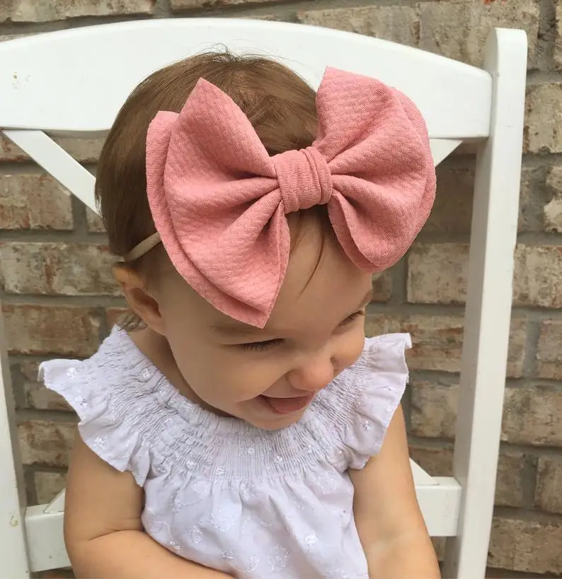 Wholesale Nylon Double Layer Bow with Elastic Hair Band for Baby Toddler Hair Bow Decoration Accessories