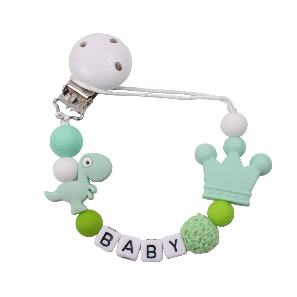 Silicone Pacifier Clips for Boys Girls, Baby Pacifier Clip Holder with Cartoon Dinosaur Soft Flexible Paci Clips