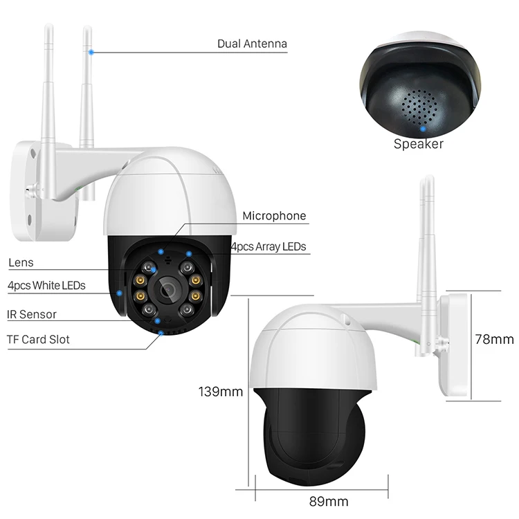 Amazon OEM 1080P Starlight автоматическое отслеживание ICSEE беспроводная наружная безопасность Wifi CCTV IP PTZ