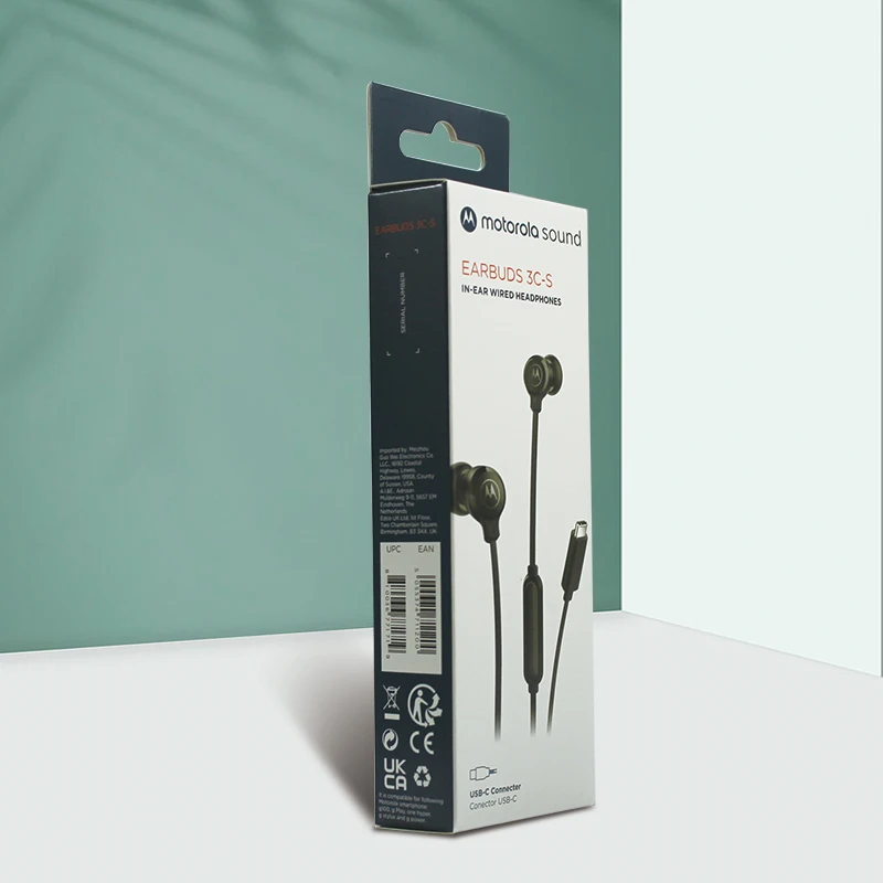 Customised wireless headphones sports earbuds packaging box data cable retail paper cardboard packaging box with window