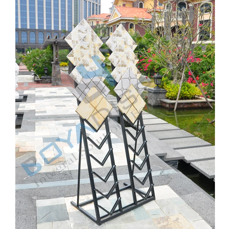 Finely Processed Display Stand For Ceramic Tile Mosaic Sample Waterfall Type Display Rack For 60*60cm Size Tiles