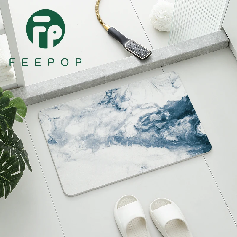 Unique Design Sustainable Shower Mat Fast Drying Anti Slip Bath Mat Diatomite Stone Bath Mat