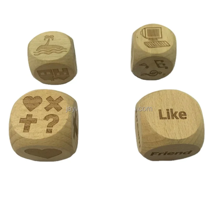 Custom Laser Engraved Big Wooden Dice Blank Dice 20 mm -35 mm