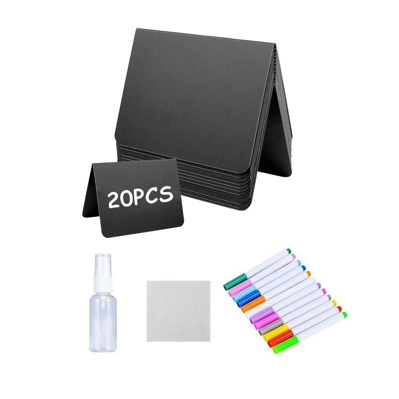 V Shape Message Board Signs Mini Chalkboard Sign Food Labels for Party Sign Board with Easel Stand