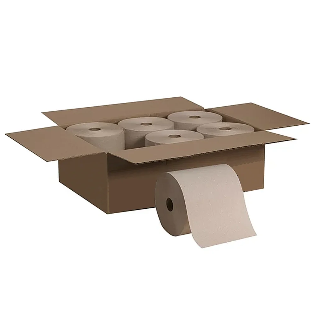 1000 г коричневого переработанного 1-слойного промышленного бумажного полотенца с логотипом рулон бумаги для рук