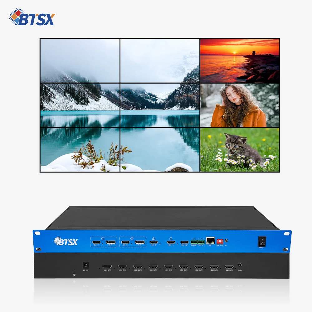 Bitvisus 1x9 3x3 4K60 HDMI Switcher LED Video Processor LCD Video Wall Controller 2x2