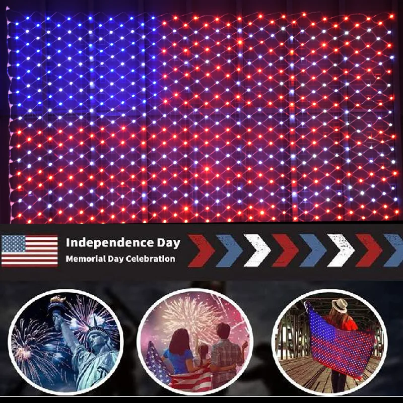 High Quality Give Out Light Plug Mesh String Light Flag Lights Of Various Countries For Yard Patio Pathway Decoration