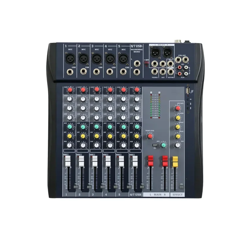 Топ продаж 6-канальный аудио консоль TEBO миксер 48 В силовой DJ контроллер для