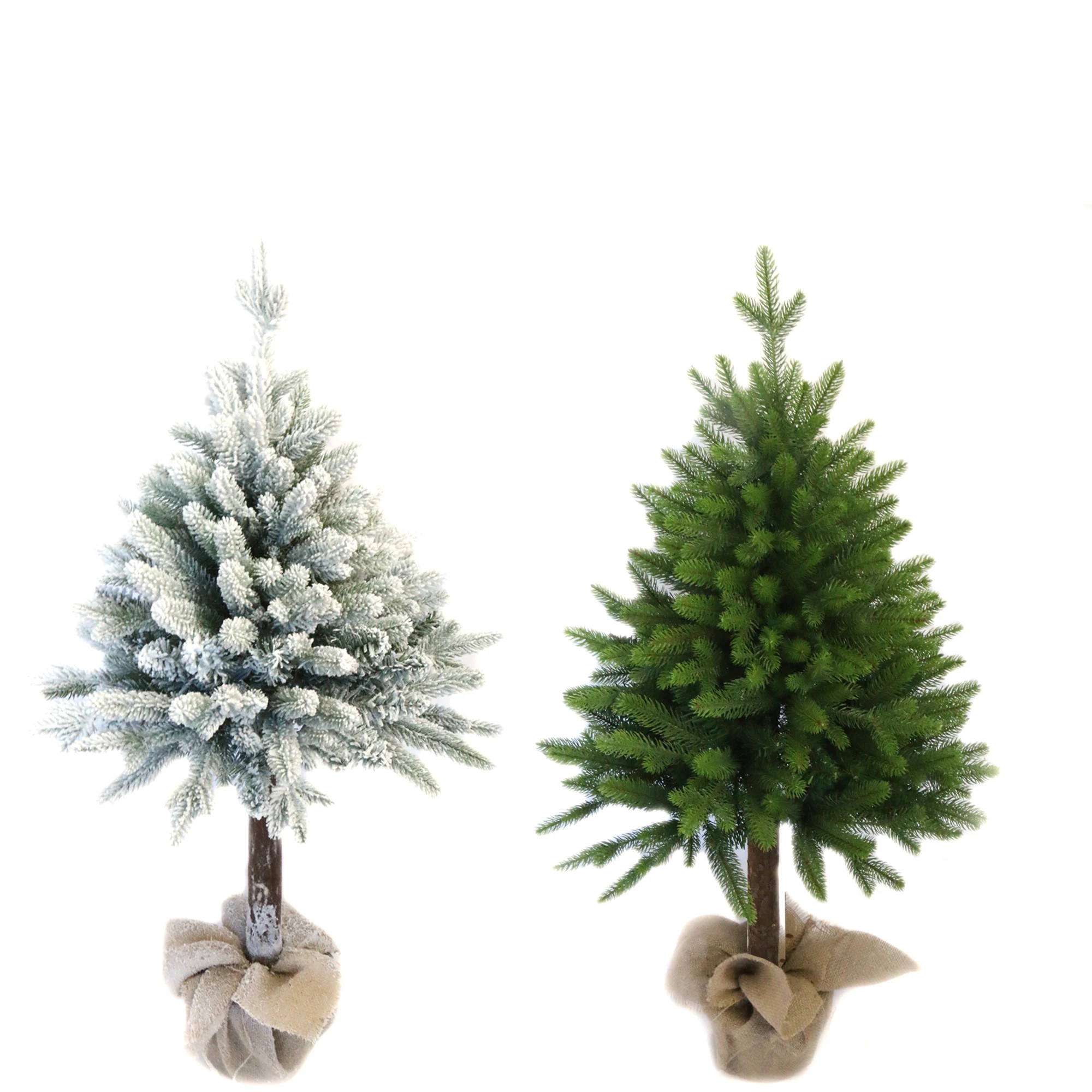 Seasonal Crafts Popular Feel Natural Christmas Tree with Wooden Trunk, Trendy Christmas Tree