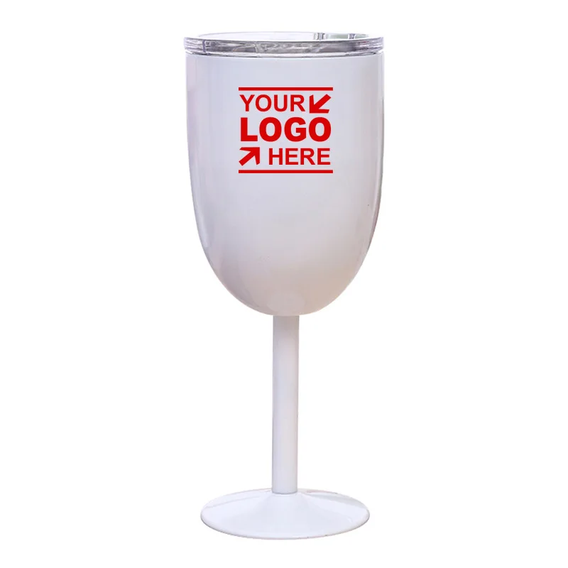 Sublimation Blank 10oz Unbreakable Stainless Steel Red Wine Glass With Lid Double Wall Wine Goblet Insulated Wine Tumbler Cup