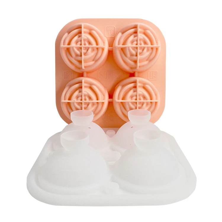 2023 New Arrivals Food Grade 9 Cavities 3d Rose Shape Ice Tray Silicone Cube Mold