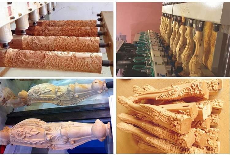 KI12021-12S 4 Axis column Engraving Machine CNC Router wood turning lathe for legs of table/chairs/staircase