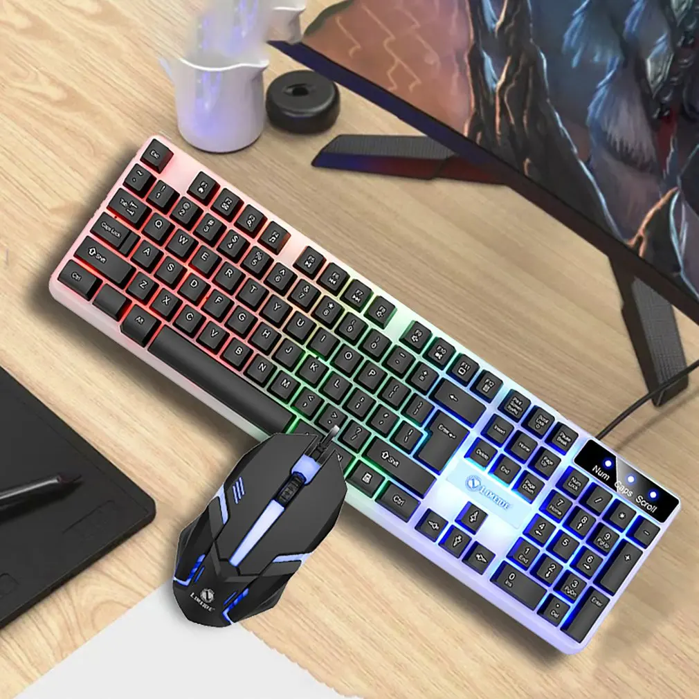 Gaming Keyboard Mouse Combos GTX350 For Computer Pc RGB Gaming Keyboard Laptop Backlight Gamer Kit LED Wired Usb Keyboard