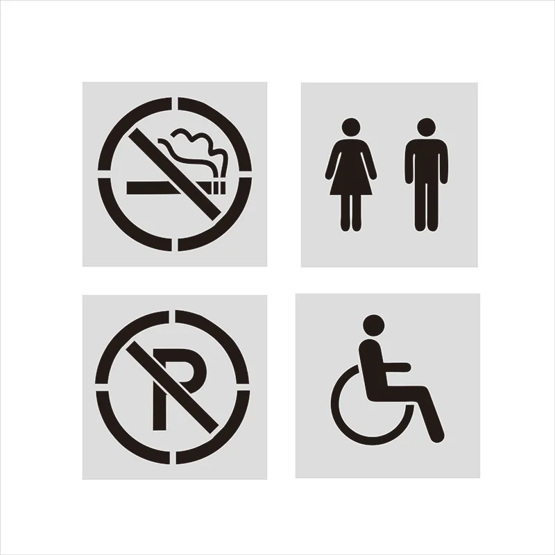 Stencils Set Hot Sell Plastic brushing PpWhite CustomizedCraftPETaccessiblesignboardtagcharacterisiticbarrierfree