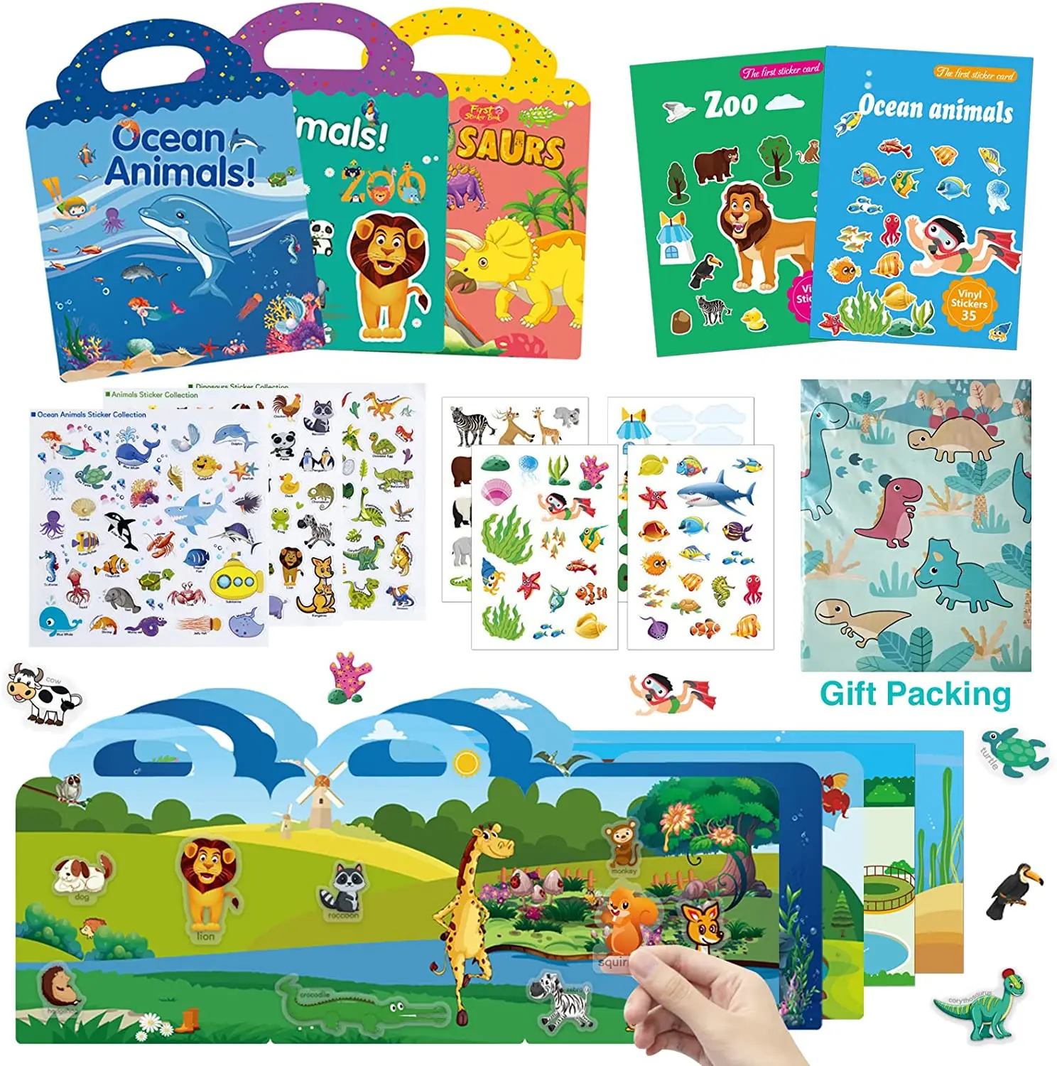 Best Gifts For Kids With Fun and Educational Custom Reusable No Glue Sticker Books With Various Themes for Toddles