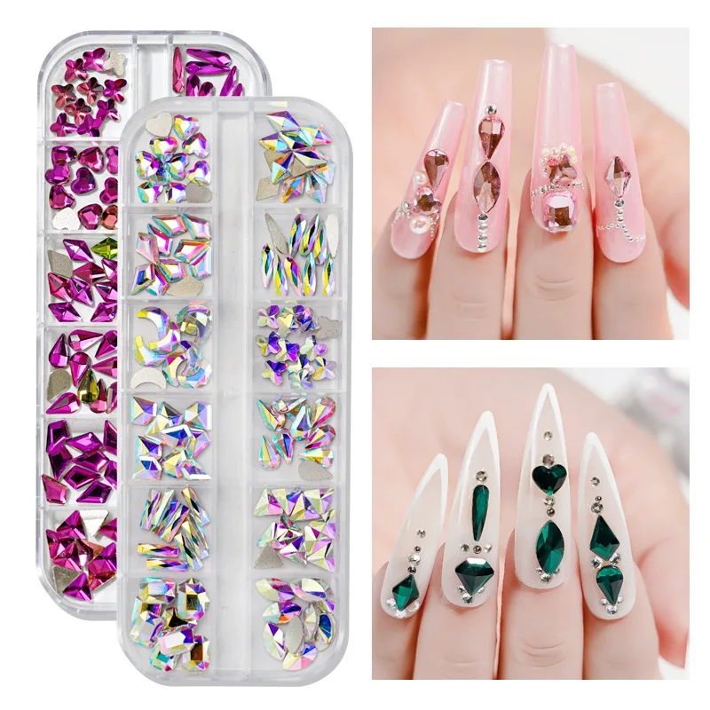 Wholesale New Nail art Rhinestones Irregular Flat Bottom Nail Art Glass Diamond Jewelry Nail Accessories