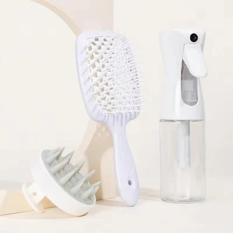 3 in 1 Hair Care Set Scalp Massager Comb Spray Bottle Silicone Hair Massage Shampoo Brush Hair care Set