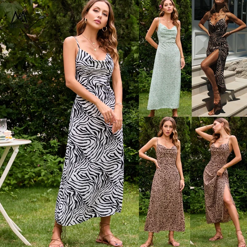 MXN 954-2 fashion Women dress long beach dress,summer halter floral printed dress,womens dresses wholesale clothing