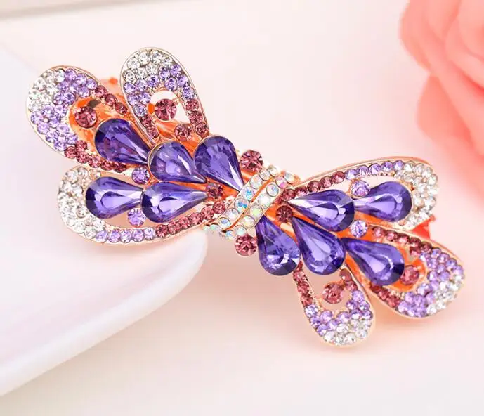 FJ02 высокое качество Стразы бант заколки из цинкового сплава Позолоченные заколки украшения для волос оптом