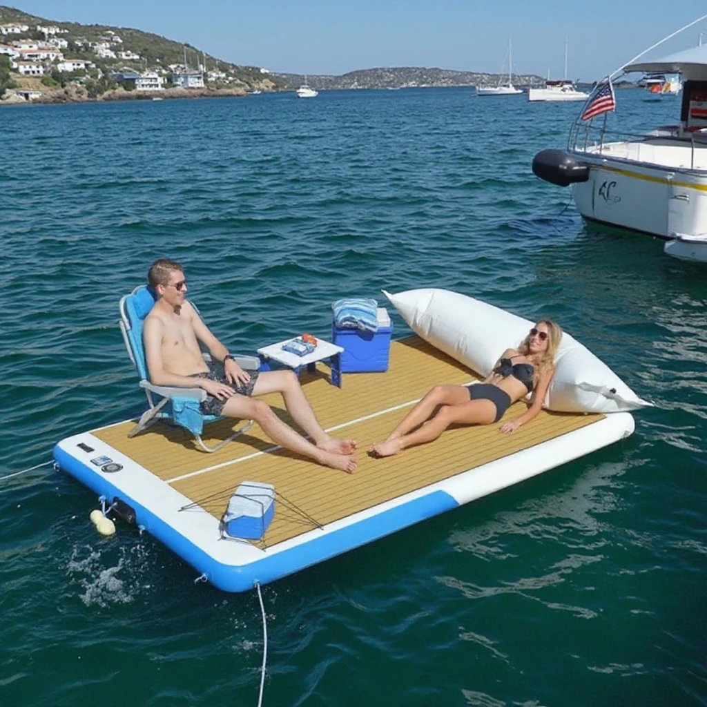 Custom inflatable floating mat PVC floating dock platform 3x2m hot sale floating dock platform