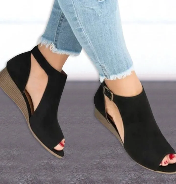 Women Shoes Summer wedge sandals fish mouth buckle Sandals High Heel