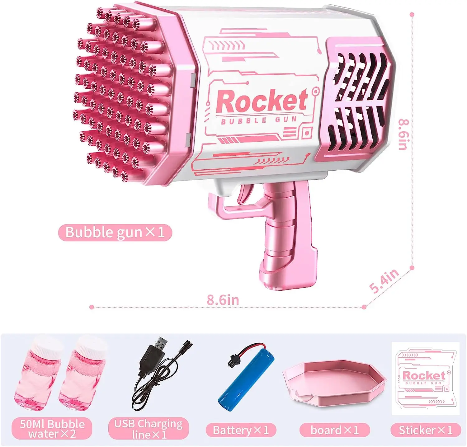 Electric Automatic Rocket Boom Launcher Toys Guns ABS Wholesale Outdoor Summer Kids for Boys Girls Light up Soap Bubble 69 Holes