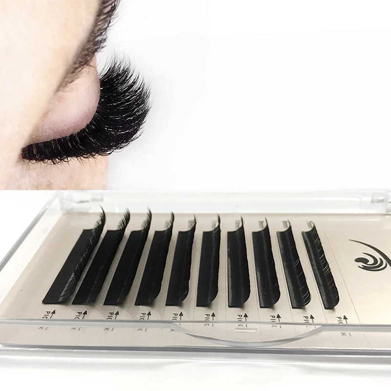 Wholesale lash tray private label 3D auto fan faux mink russian volume lash extension 0.02 0.05 cashmere 20 mm