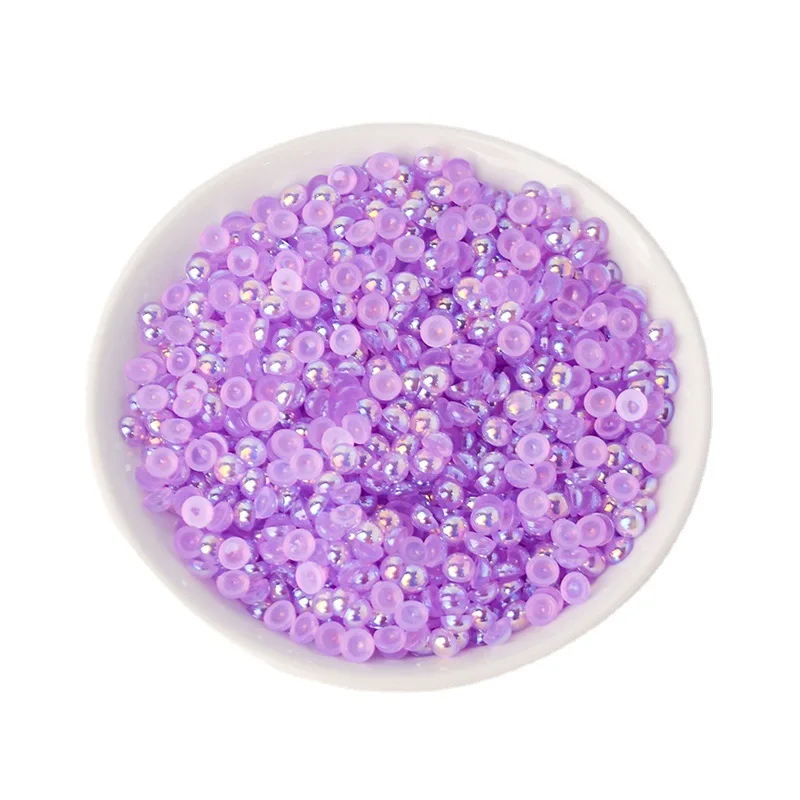 BWEAR Wholesale ABS Shiny Unique Jelly AB Color Pearl In Bulk 1.5-16mm plastic flat back abs Half Round pearls bead For Craft