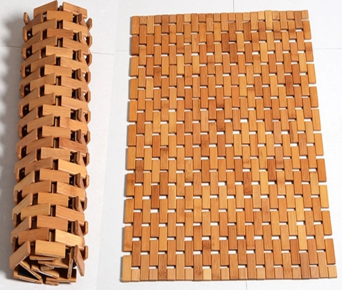 Натуральный не скользящий Тиковый Бамбуковый Коврик для ванны 50x70 см защита душа безопасная бамбуковая