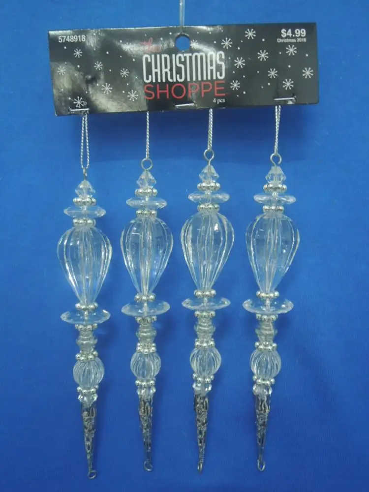 Hot selling custom imported best christmas tree decor Icicle shaped bead ornament acrylic ornament
