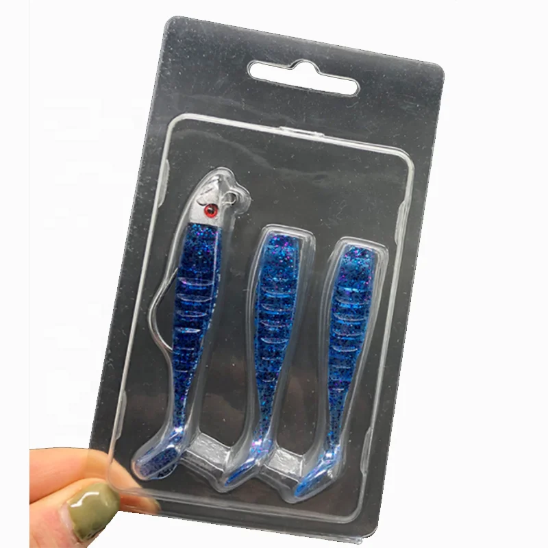Soft bait lead head fish lures bass fishing tackle double color fishing bait set