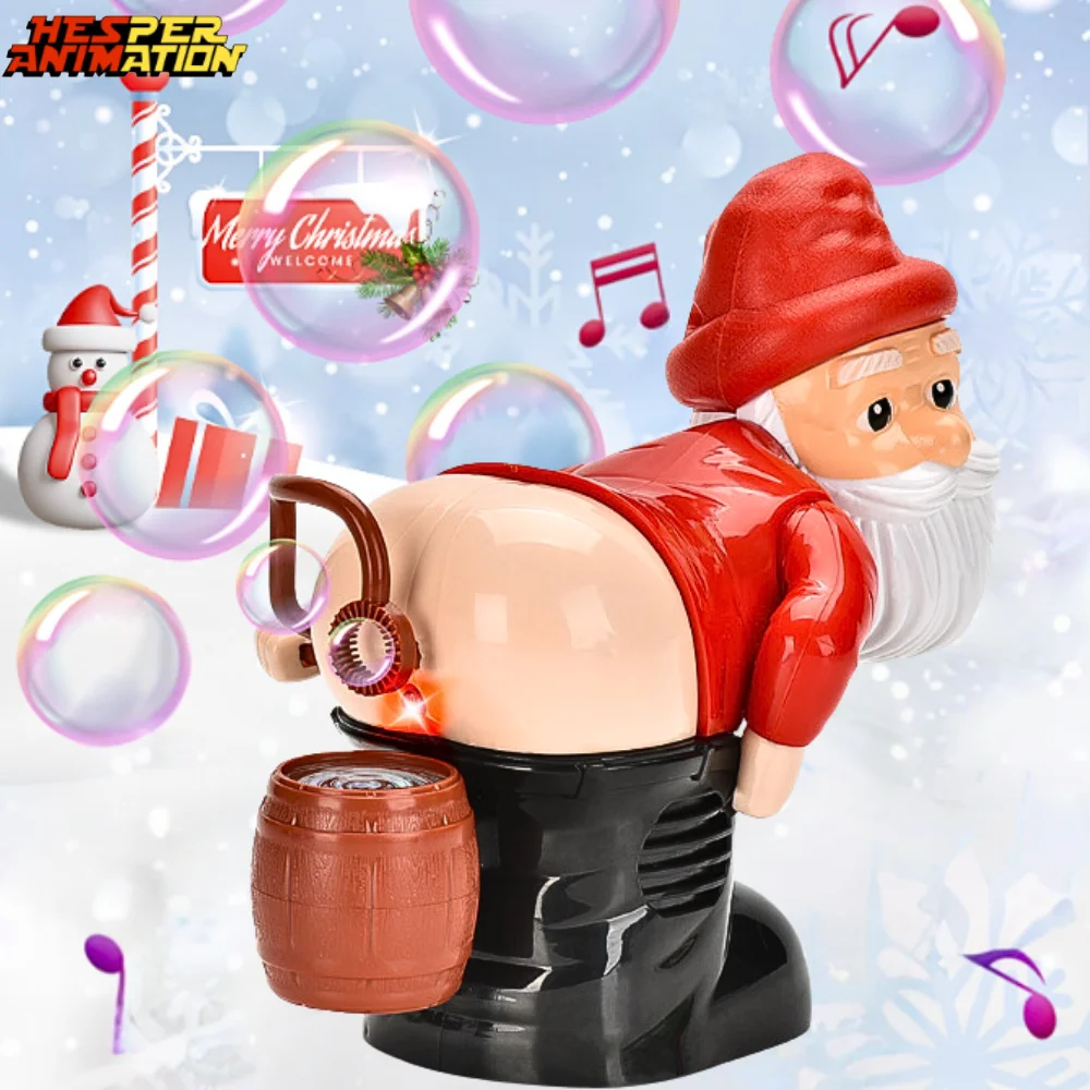 2023 New Arrival Christmas Bubble Machine With Light And Music Handheld Santa Claus Bubble Maker Machine Set For Kids
