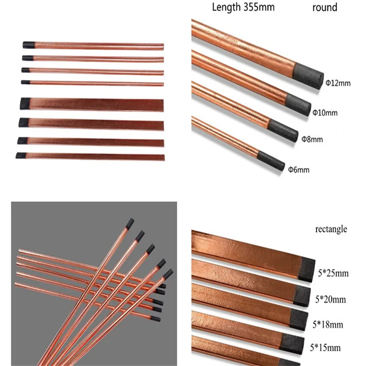 Manufacturers 4 5 6 7 8 10 12mm copper-plated carbon rod flat round gouging carbon rod