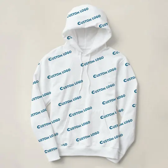 16-Years Clothing Factories BSCI Men Allover Print Logo Sweater Pullover Custom Your Own Brand Logo Labels All over Print Hoodie