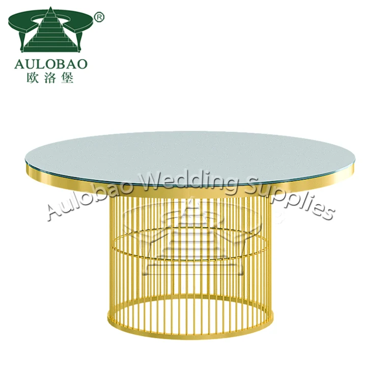 Stainless steel glass top luxury wedding round event table for dining
