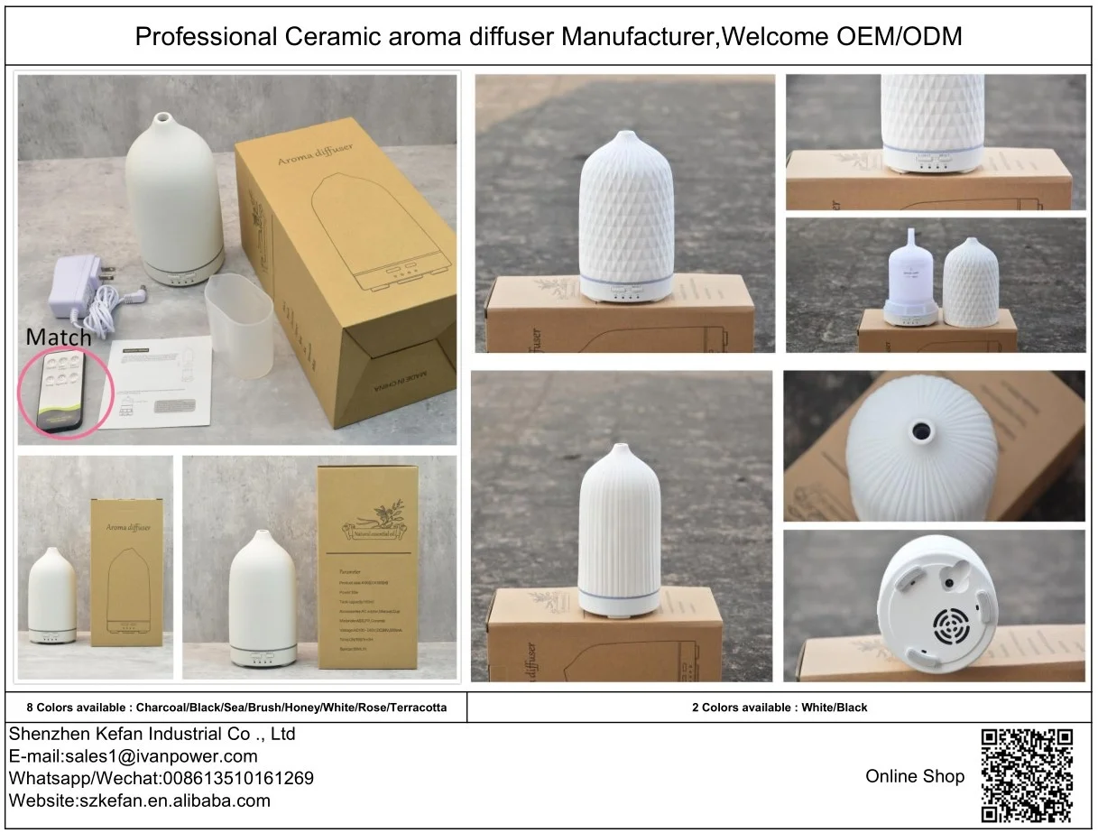 2022 new arrival light wooden base ceramic stone aroma diffuser with 160ml water tank