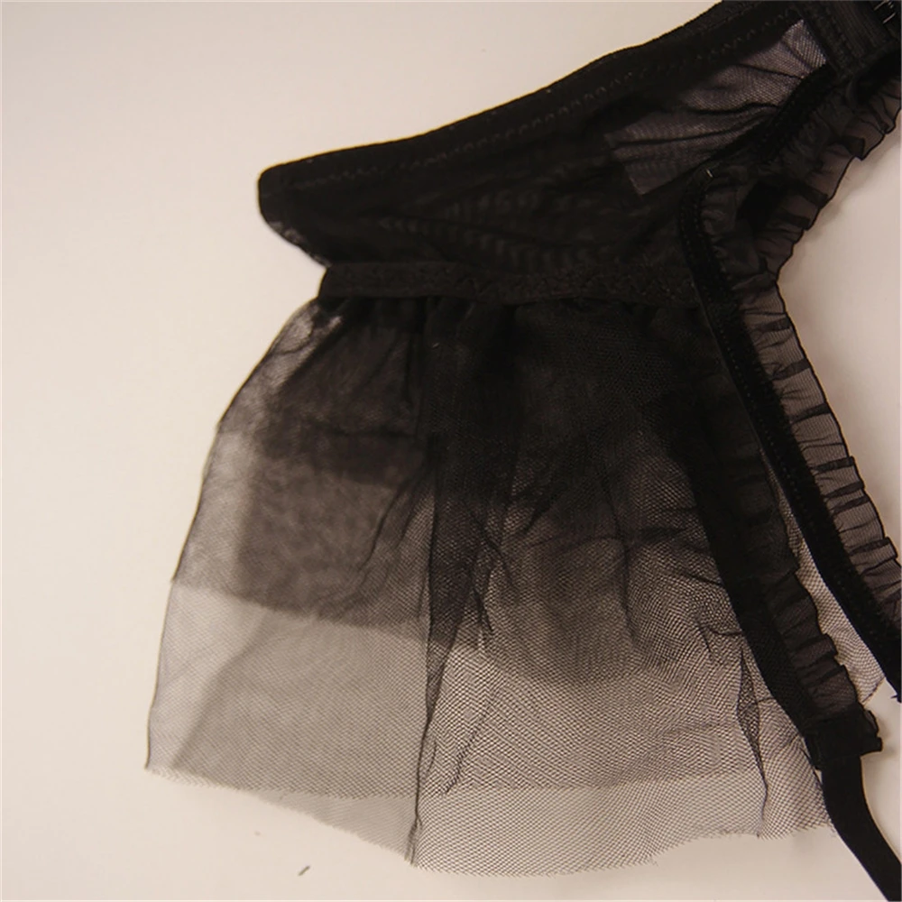 Ультратонкая Соблазнительная сеточка с оборками в стиле ретро, прозрачная, с зажимом для подвязки