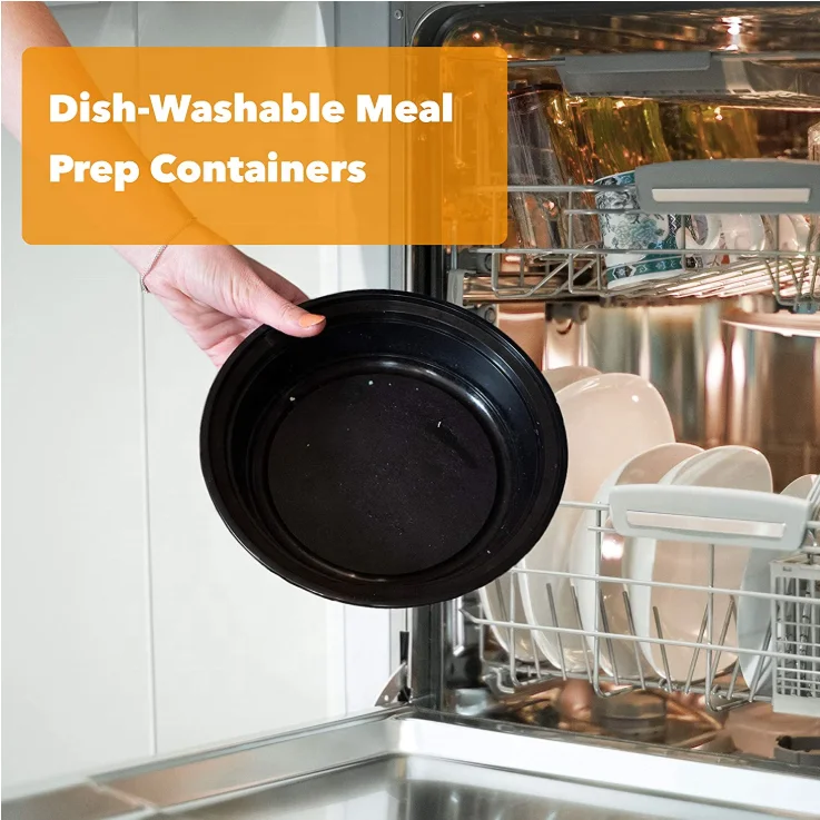 Heavy duty black plastic takeout bowls microwave safe fruit bowl take away plastic food packaging bowl 32oz