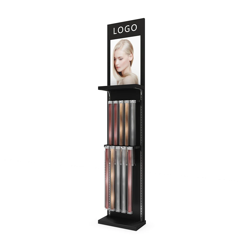 Factory sell metal custom mixed colors multi floor stand rack hair extensions display cabinet for salon