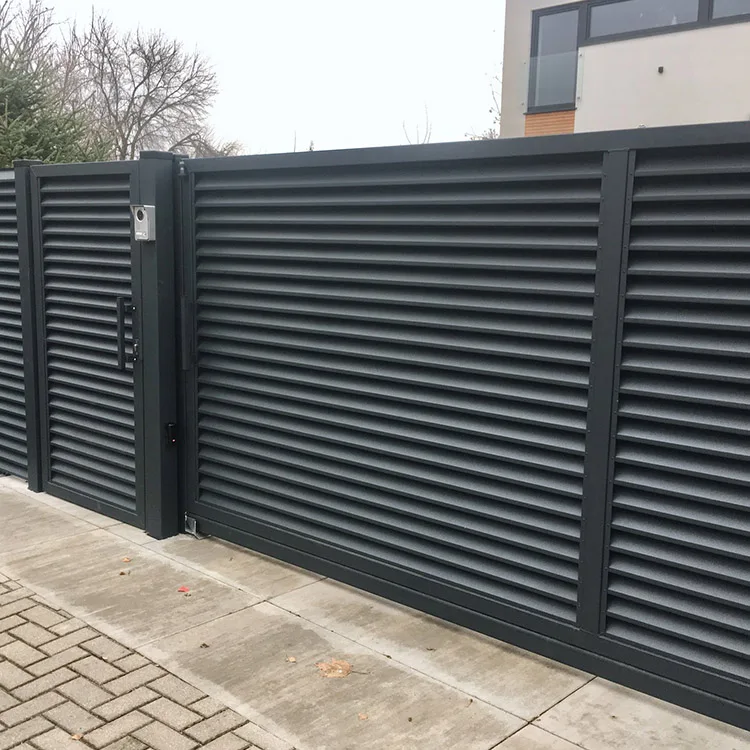 GRANDSEA CUSTOMIZE aluminium louver main gates house villa external front entry automated sliding aluminum fence gate designs