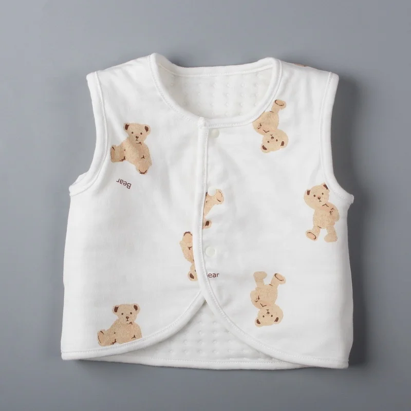 Custom Oem Odm Newbron Baby Boys Girls Top Vest 100%cotton Toddler girl clothes baby teddy bear plush printing Baby boy clothes