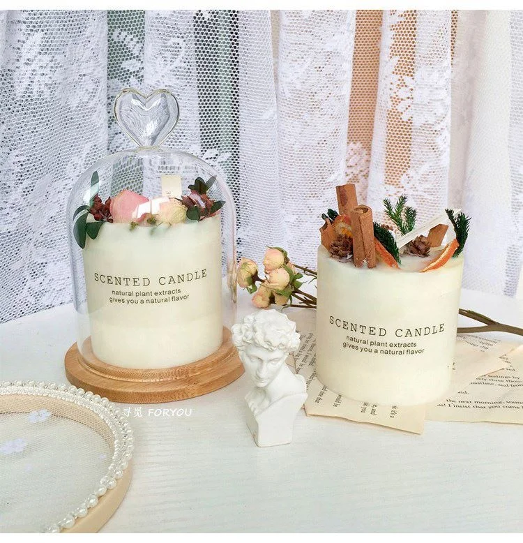 SS25Handmade Cinnamon Dried Flower Scented Candle Soothe the Nerves and Sleep Aid Fragrance Birthday Wedding Companion Hand Gift