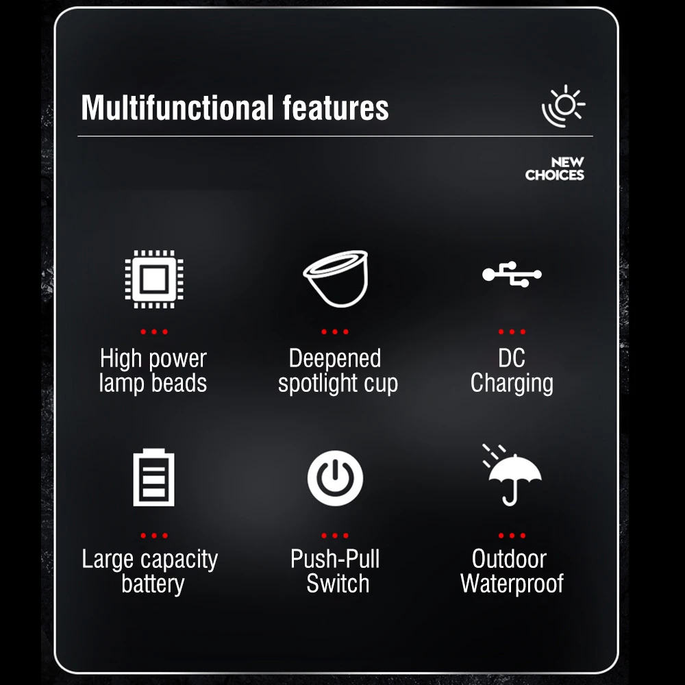 LED portable handheld flashlight IPX4 waterproof Two modes high capacity Strong light focused long-range Searchlight for Camping