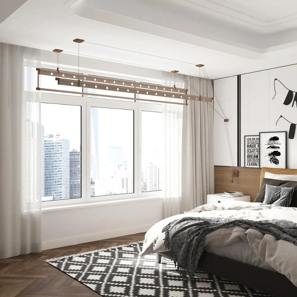 High Quality Three Pole Hand Operated Lift Balcony Ceiling Clothes Drying Rack Hanger