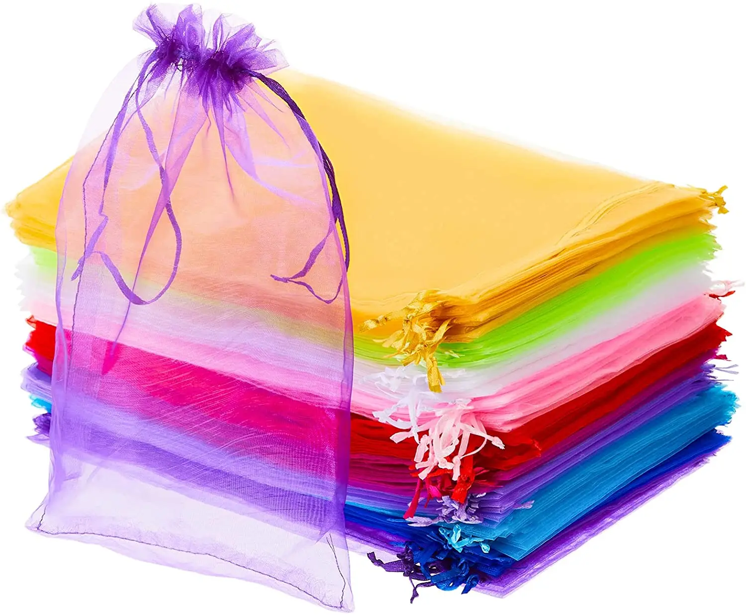 Mixed Color 8 x 12 Inches Large Organza Bags Draw String Jewelry Pouch