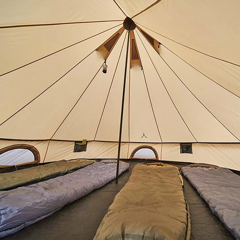 8 Person Family Tepe Indian Style Glamping Tent Waterproof High Quality Canvas tents For Outdoor Camping