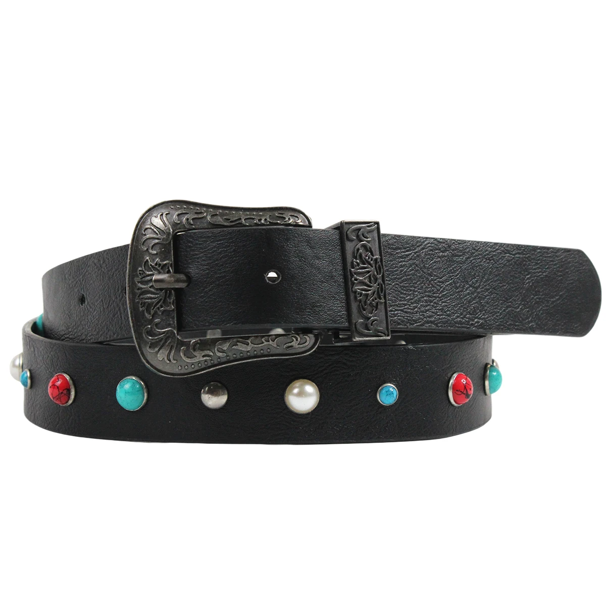 Wholesale Women PU Leather Belt with Decorations High Quality Metal Alloy Buckles for Dress Jeans Customization Factory