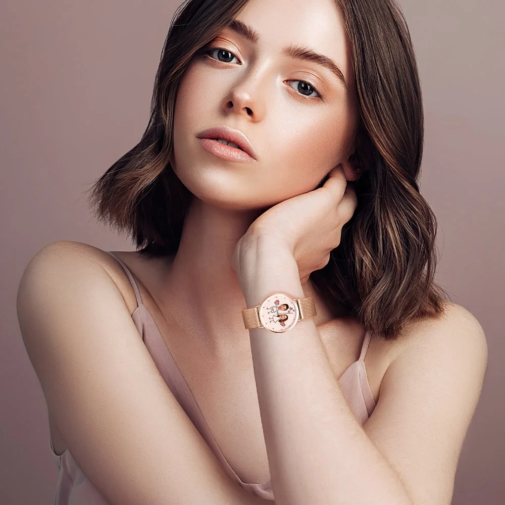 36mmLow Moq Dropshipping Watches Luxury Montre Custom Logo Couple Stick Figure Couples Face Watch For Anniversary Valentine Gift