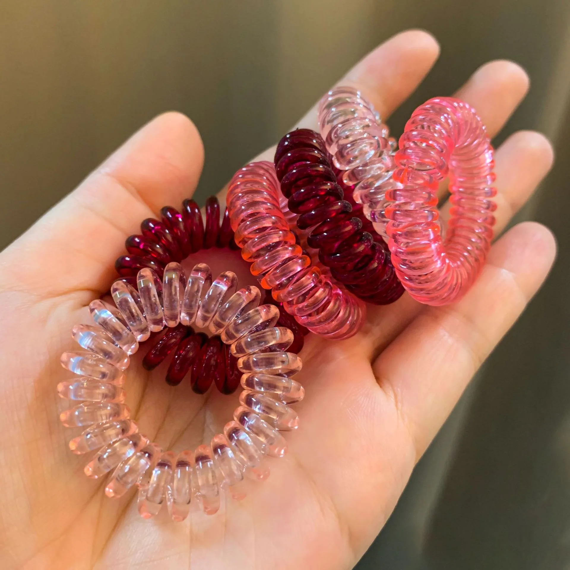 YT Colorful Elastic Plastic Hair Rubber Bands Spiral Scrunchies Hair Accessories For Women Girls Telephone Wire Hair Ties Set